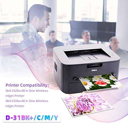Compatible Dell v525w Ink Cartridges Replacement for Dell Series 31 32 33 34 Ink Cartridges Work for Dell V525W, V725W, All-in-One Wireless Inkjet Printer 2