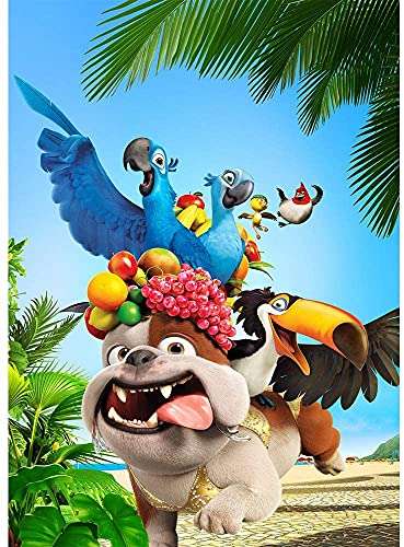 Hawaii Backdrop 5x7ft Tropical Beach Green Palm Tree Fruit on Dog with Rio Bird Happy Birthday Background for Kids Gold Beach Summer Baby Shower Background for Kids Party Decor 1