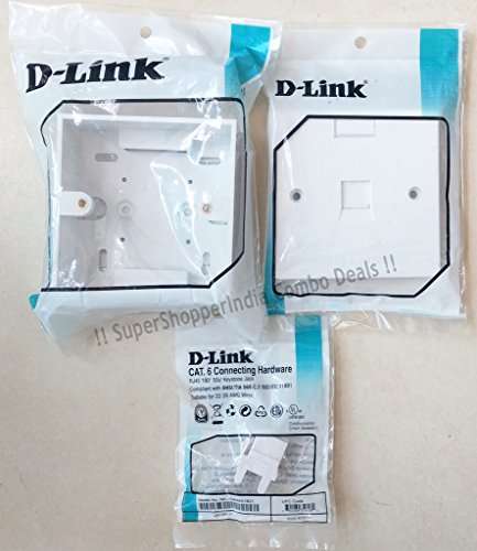 D-Link Combo of RJ45 CAT6E Lan I/O Network Keystone Jack, Gang Box, Single Port Face Plate Dlink -10 sets 1