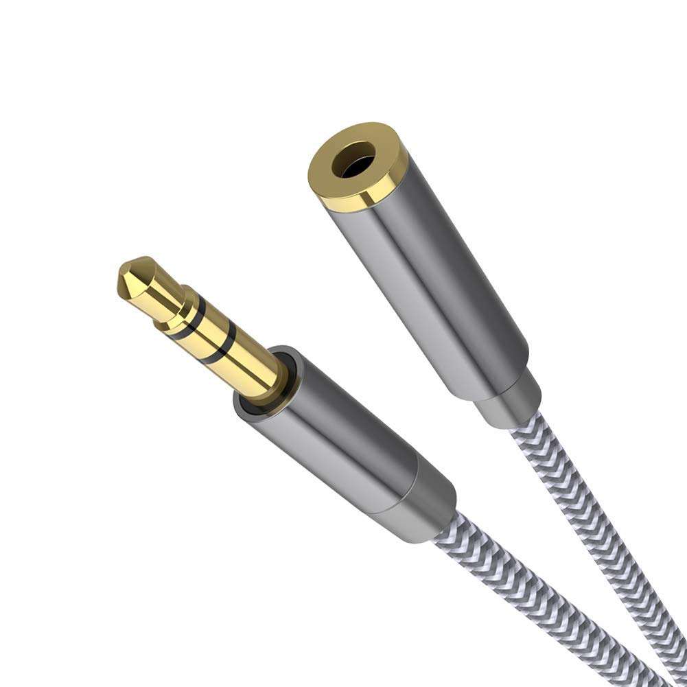 Audio Extension Cable,Aux Cable 3.5mm Male to Female HiFi Nylon Braided Stereo Auxiliary Audio Cord Compatiable with Car Stereos,Headphones,Android Smart Phone,Echo Dot, Speaker[1-Pack 10 FT] 1