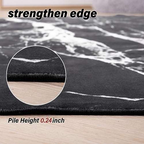 Asrug 2x8 Washable Kitchen Runner Rug, Runners for Hallways, Bathroom Runner Rugs, Modern Area Rug, Soft Low-Pile Floor Non Slip Carpet, Entryway Rugs Indoor, Mable Design Laundry Room Rug, Black 3