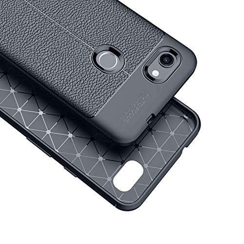 DEVMO Phone Case Compatible with Google Pixel 3A XL TPU Bionic Leather Gel Rubber Full Body Protection Shockproof Cover Case Drop Protection Blue 1