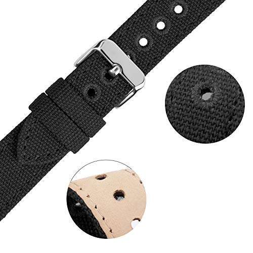 Fullmosa Compatible Apple Watch Band 45mm 44mm 42mm 41mm 40mm 38mm, Canvas NATO Style for iWatch Strap Compatible with Apple Watch Series 7/SE/6/5/4/3/2/1, 45mm 44mm 42mm Black 4