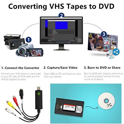 VHS VCR to Digital DVD Converter USB Video Audio Capture Card VHS Box VHS VCR TV to Digital Converter Support mac OS Windows 2