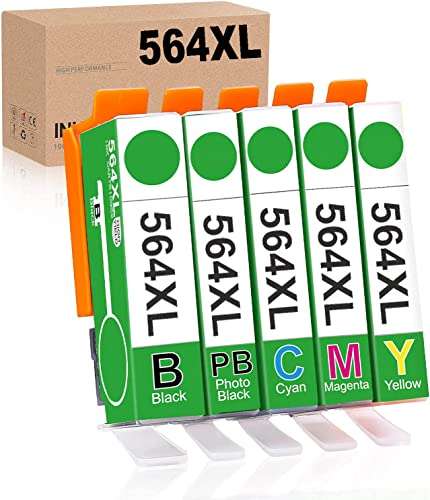 OSIR Compatible Ink Cartridge Replacement for HP 564 564XL for HP Photosmart 7510 7520 7525 6520 5520 6510 5510 7515 B8550 C6380 Premium C309a C410a Officejet 4620 4622 Deskjet 3520 3521 3522 (5-Pack) 1
