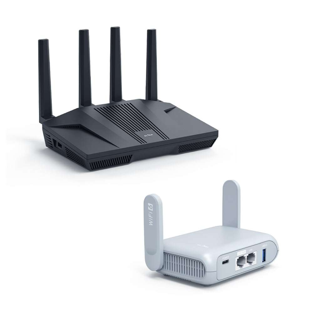 GL.iNet GL-MT6000 (Flint 2) WiFi 6 Router & GL.iNet GL-MT3000 (Beryl AX) Pocket-Sized Wi-Fi 6 Wireless Travel Gigabit Router 1