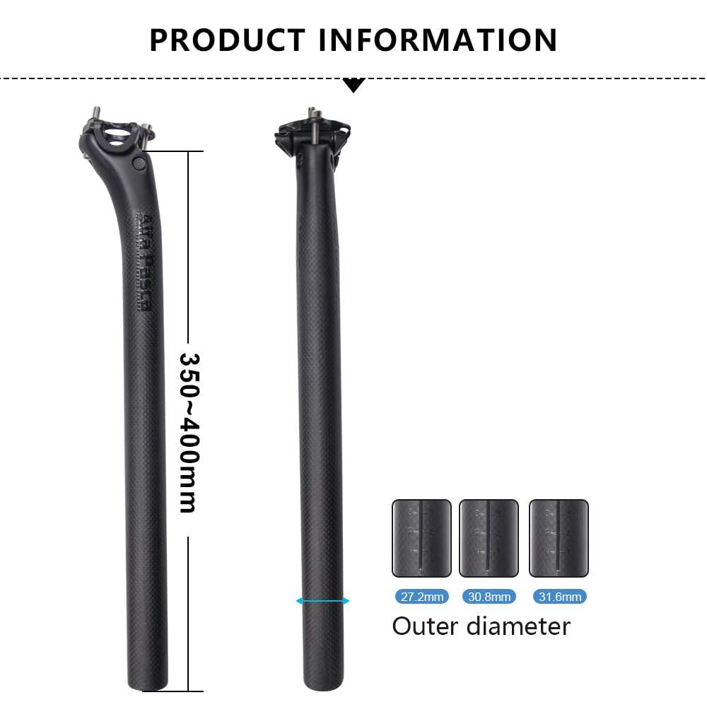 Alfa Pasca Carbon Bike Seatpost 30.8 Bicycle Seat Post Bike Seat Tube for Mountain Road Bikes MTB BMX 3