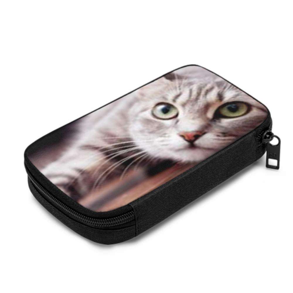 Electronics Accessories Organizer Bag Gray Fluffy Cat Concept Pets Banner Electronics Organizer Electronics Cable Organizer Storage Bag of Cases for Cable, Charger, Phone, USB, Sd Card 2