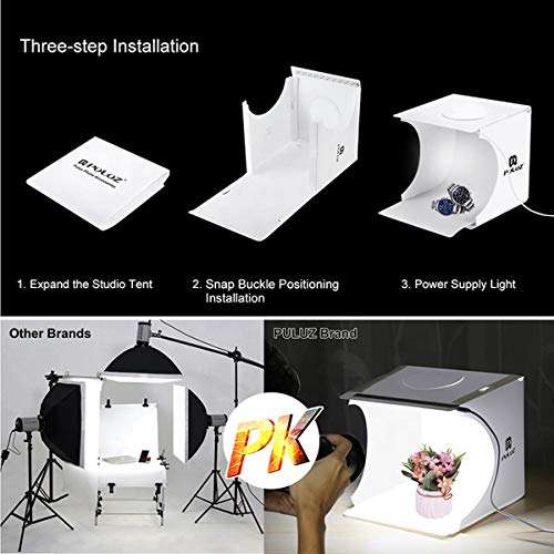 RROWER LED Portable Photo Studio Shooting Tent,Professional Photo Light Box,Adjustable Brightness Portable Folding Hook & Loop Professional Booth Table Top Photography Lighting Kit 2