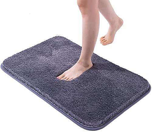 VMPS | Grey Bath Mats for Bathroom Non Slip Ultra Thick Soft and Absorbent Floor Mat Bath Rugs, Microfiber Door Mats for Kitchen/Living Room/ Bedroom 40x60 cm Pack of 1 1