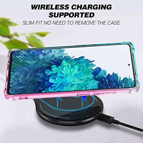 for Samsung S20 FE 5G Case, Transparent Shockproof Slim Two-Color Soft TPU Protection Cover Cases for Fit Samsung Galaxy S20 FE 5G (Pink/Green) 5