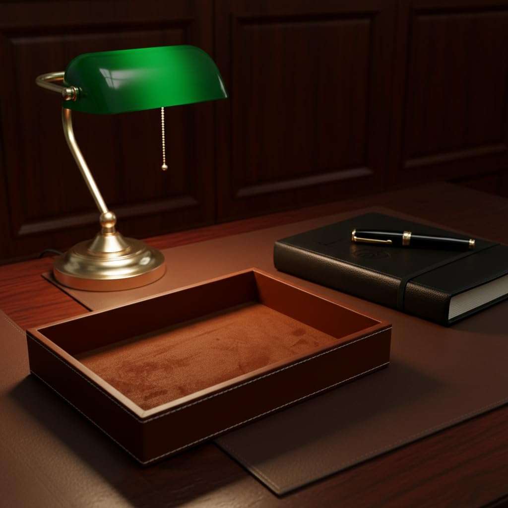 Leather Valet Tray, Tan, Desk Organizer with Stitching, 10x8x1.5 Inch 6