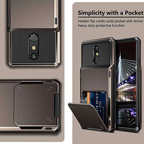 Vofolen Case for LG Stylo 5 Case Wallet [4-Card Pocket] Credit Card Holder ID Slot Anti-scratch Dual Layer Protective Bumper Rubber Armor Non-slip Hard Shell Cover Case for LG Stylo 5 5+ 5V -Gun Metal 6