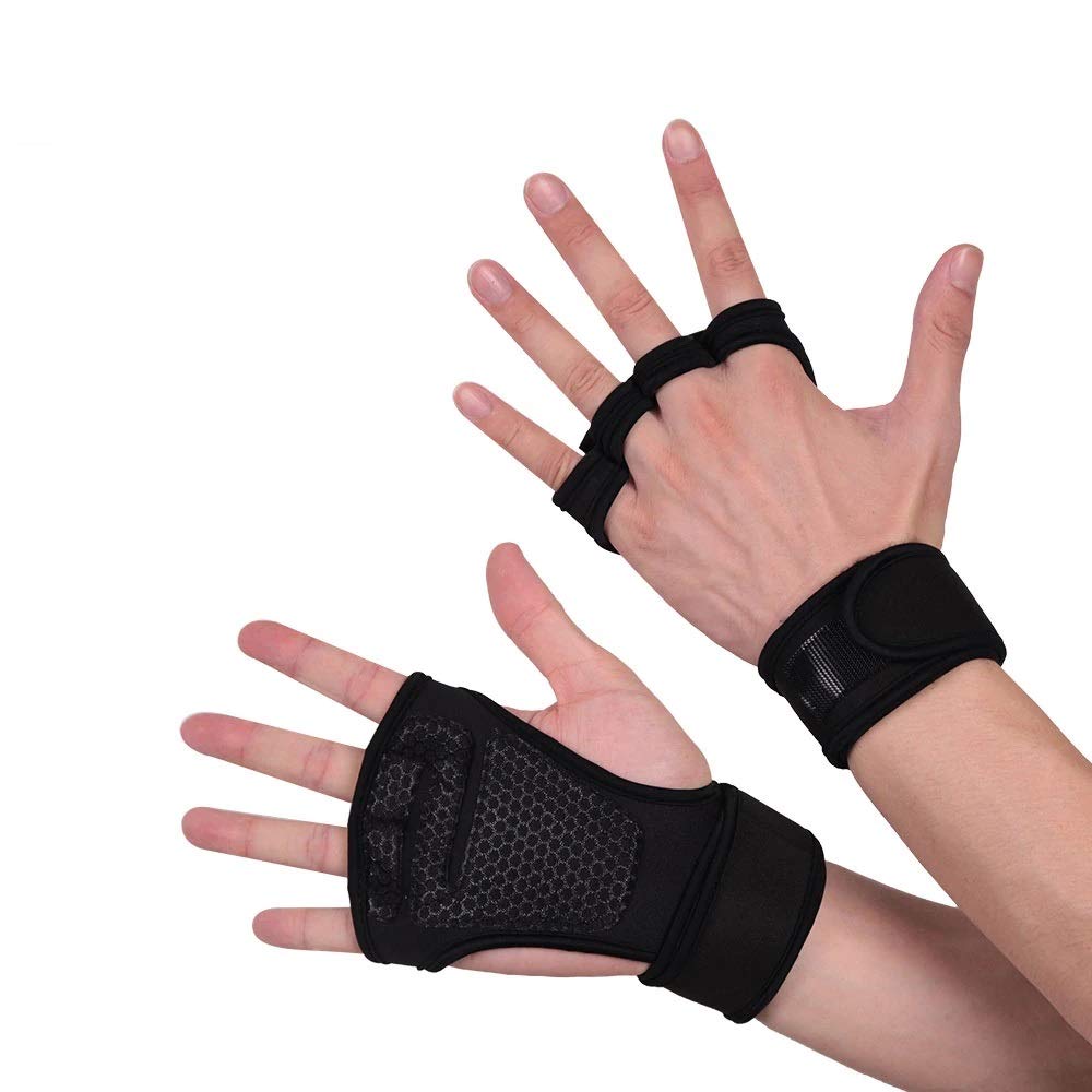 GOCART WITH G LOGO Weight Lifting Gloves with Wrist Wrap Supports, Full Palm Protection and Extra Grip(Black)