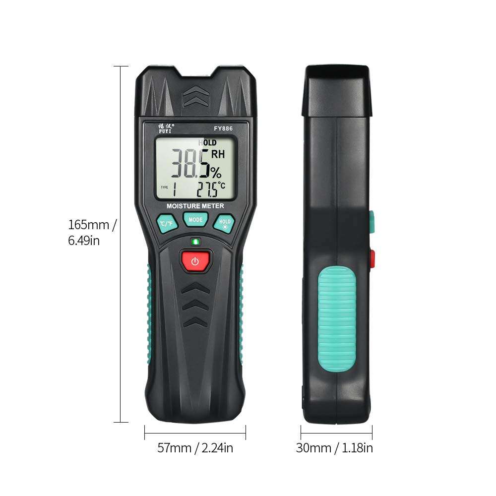 CICIN 0-60% Two Pins Digital Wood Moisture Meter, Wood Humidity Tester Hygrometer Timber Damp Detector Large LCD Display 4