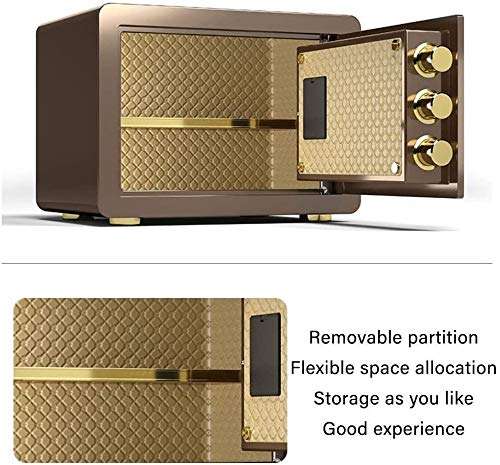 WANGJUNXIU Safe Small Electronic Password Anti-Theft Home Safe, Used for All Steel Lock Boxes from Office to Office, Used to Store Cash, Document Safe Safe Box (Color : Brown) 4