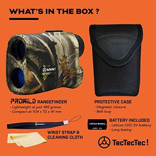 TecTecTec ProWild Hunting Rangefinder 6X Magnification, up to 540 Yards Laser Range Finder for Hunting with Range Scan, Speed Mode, CR2 Battery, and High-Precision Fast Measurements - Camo 3