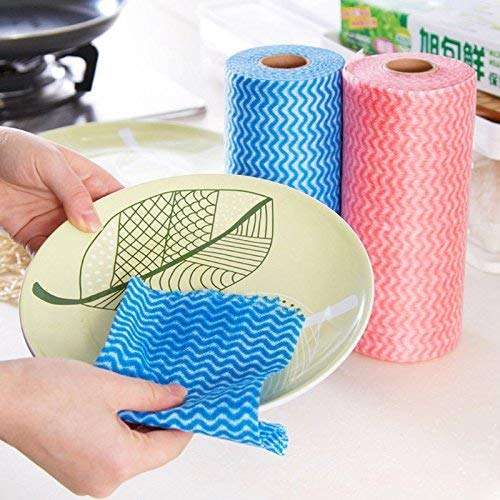 Sakar Sales Non- Woven Disposable Reusable Towels Kitchen Cleaning Multi-Uses Dish Cloths Washable Towel Roll (Set of 1). 3