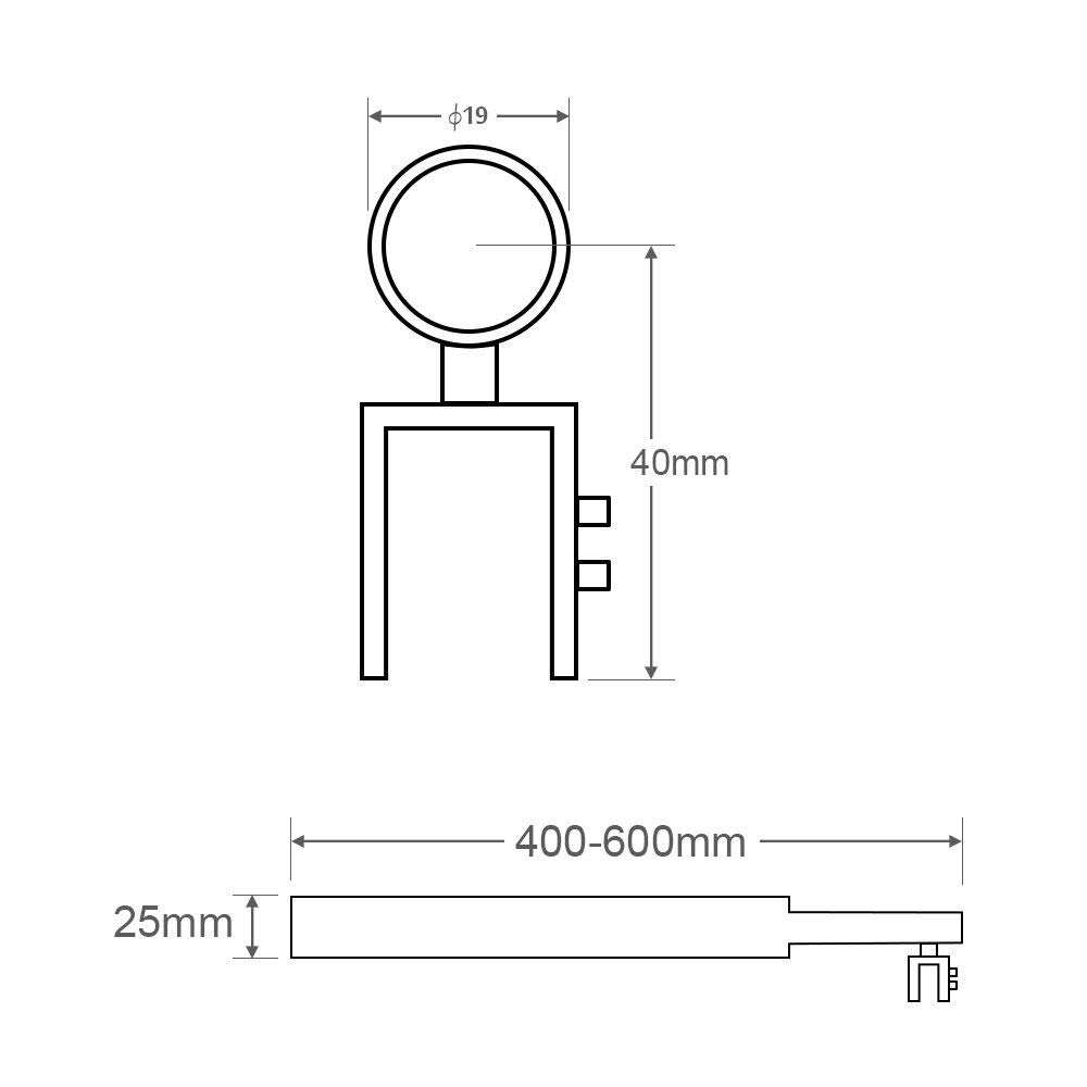 Set of 2 NUZAMAS 400mm to 600mm Shower Screen Support Telescopic Bar, Glass-to-Wall, 25mm, Fits Glass 8mm-12mm, Supporting Arm Stainless Steel, Bathroom Room Shower Screen Walk In Shower Enclosure 6