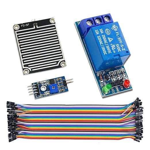 TESTIN ELECTRONICS Combo of Jumper wire with Rain Weather Detect Sensor & 5V Relay Module 1