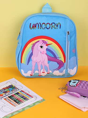 HOT SHOT Kids Bag 039, Unicorn Bag, Blue School Bag, 2To5 Years, Boy & Girl, 10 Liters Preschool & Nursery Waterproof Plush Bag 4