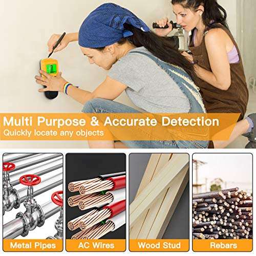 Stud Finder Sensor Wall Scanner 5 in 1 Electronic Stud Sensor Beam Finders Wall Detector Center Finding with LCD Display for Wood Metal Studs AC Wire Joist Detection 4