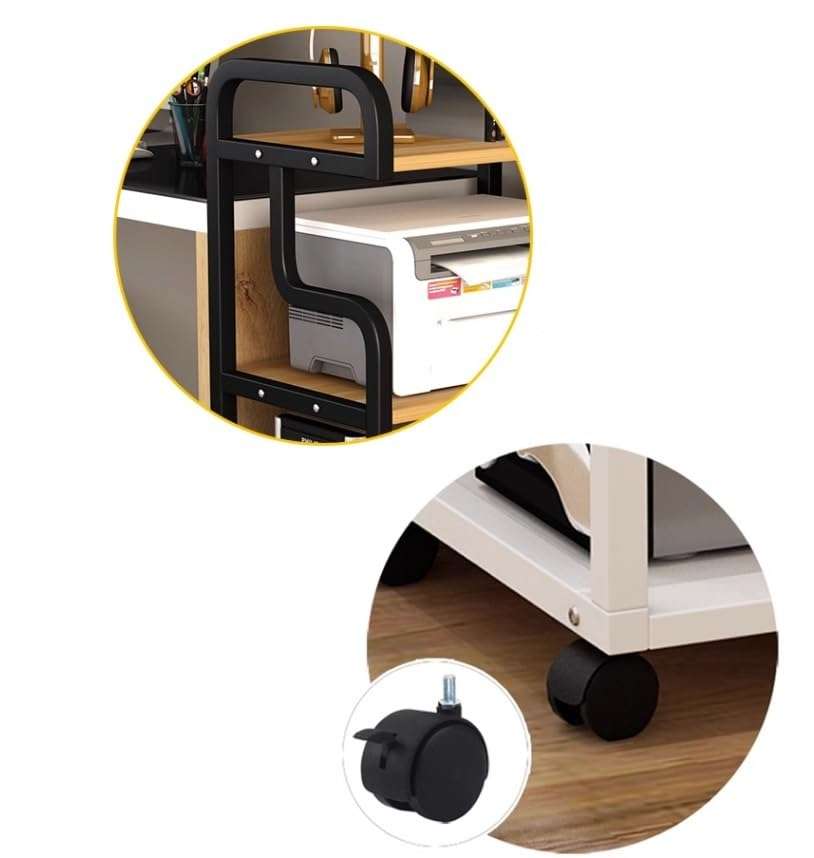 UWEREBFM Printer Stand Printer Stand 3-Tier Movable Printer Stand Floor-Standing Printer Cart Storage Rack On Wheels for Fax Scanner Printer Paper Shredder Stand 5