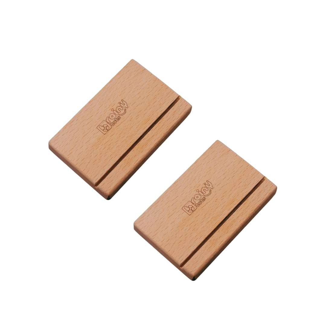 Brainytots Stable Flashcard Stands Set of 2 | Montessori Learning Tool | Enhances Visual & Cognitive Development | Anti-Topple Design | Easy-Swap Flashcard Holder | Natural Wood Display Multicolor 1