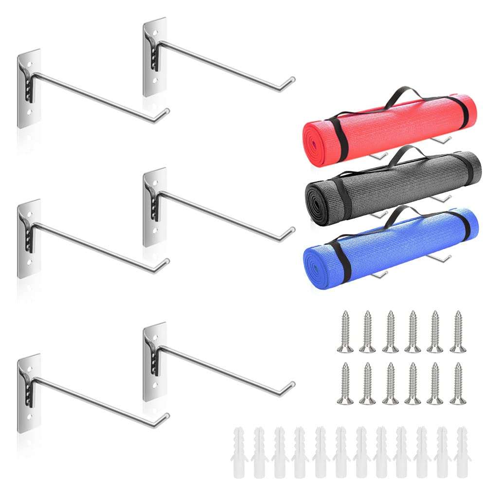 6Pcs/3 Set Yoga Mat Holder, Wall Mount Yoga Mat Storage, Home Gym Accessories for Hanging Foam Roller and Resistance Bands at Fitness Class or Home Gym 1