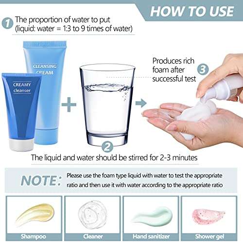 100 Pcs Foam Pump Bottle 1oz/30ml Mini Travel Plastic Empty Pump Lash Shampoo Clear Dispenser Portable Instant Soap Foaming Bottles for Hand Lotion Shampoo 4