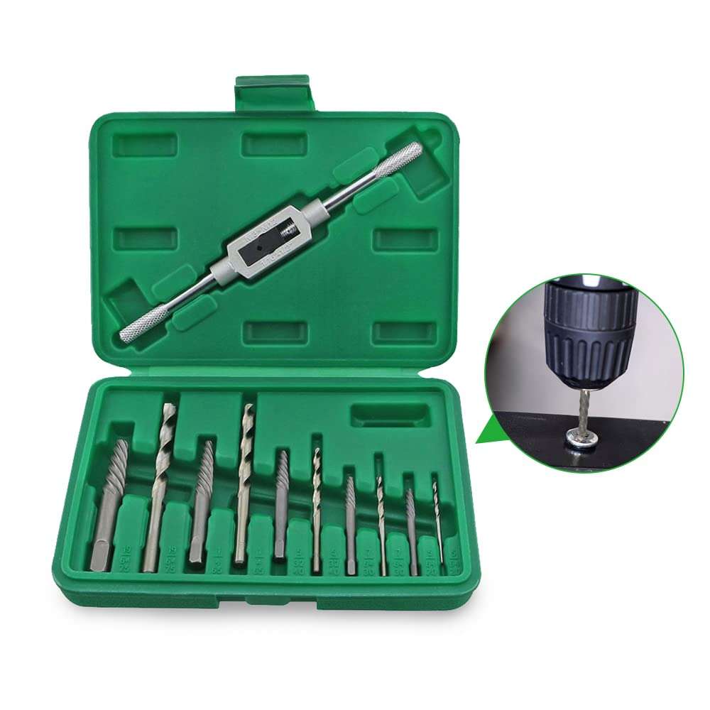 Lockwish 11 PCS Screw Extractor Tool Kit Set, Remove Broken Bolt Fastener,Use by Manually or with a Hammer or Electric Drill 1