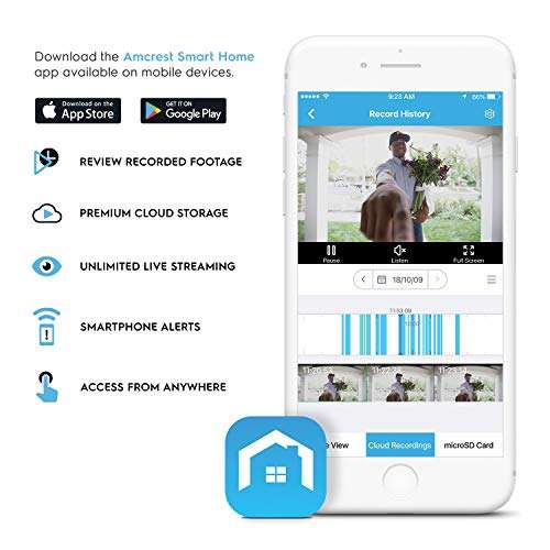 Amcrest 1080P Video Doorbell Camera Pro, Outdoor Smart Home 2.4GHz WiFi Doorbell Camera (Wired Power), MicroSD Card, PIR Motion Detect, RTSP, IP55 Weatherproof, 2-Way Audio, 140º Wide-Angle AD110 4