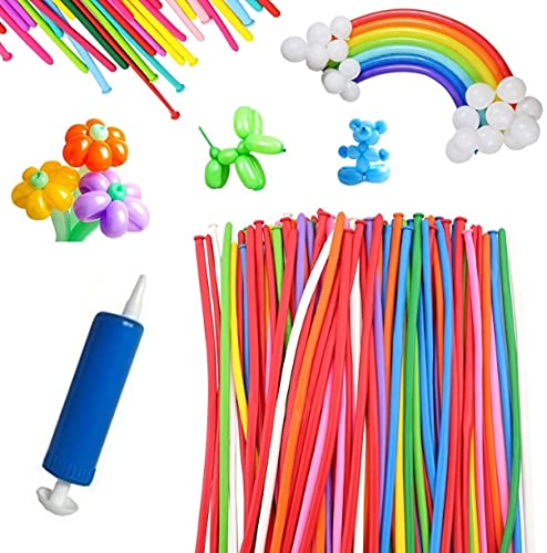 Breewell New Funky Modeling Animal Twist Tying Making -Kids (100 Pcs Balloon with 1 Pump)