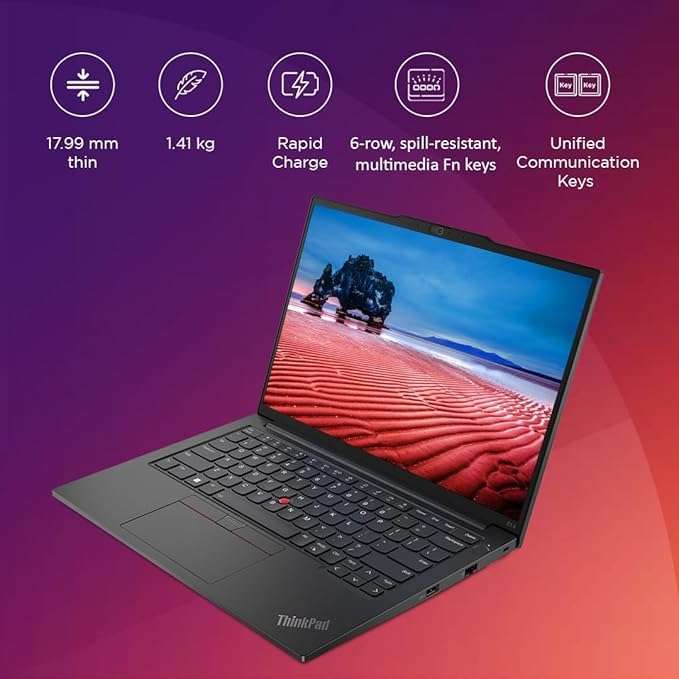 Lenovo ThinkPad E14 Intel Core i3 13th Gen 14" WUXGA IPS 300 Nits Thin and Light Laptop (8GB RAM/512GB SSD/DOS/Fingerprint/Black/1Y Premier Support/1.41 kg), 21JKS12V00 4
