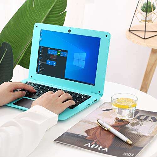 Goldengulf Portable 10.1 Inch Online Learning Laptop Windows 10 OS Pre-Installed Quad Core 32GB Netbook HDMI Webcam Office Netflix YouTube (Blue) 3