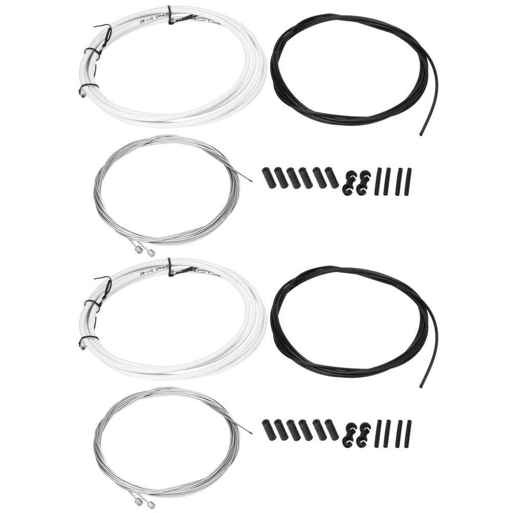 Keenso Bike Brake Cable, Bike Bicycle Road Mountain Bike Front Rear Inner Outer Wire Gear Brake Derailleur Cable Set Kit (White) 4