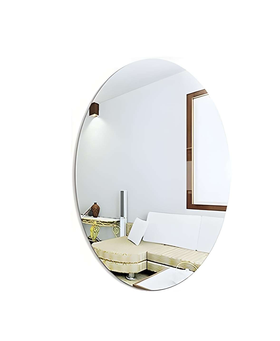 Lifesto Oval Shape Adhesive Mirror Sticker for Wall on Tiles Bedroom Living Room Basin Mirror Bathroom Wall Mirror Both Side Sticker Acrylic Wall Mirror for Wall Full Length (1) 1