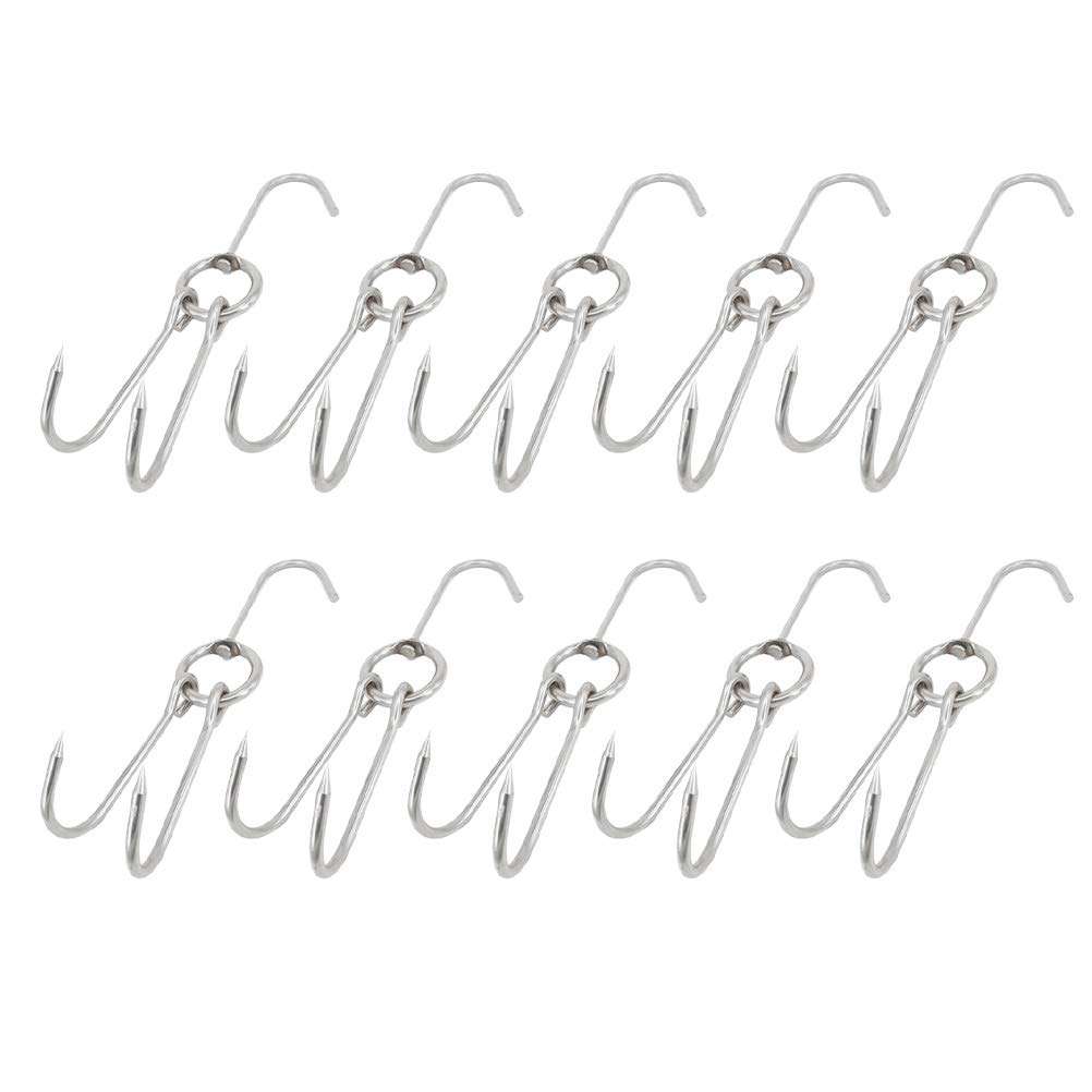 Yardwe 10Pcs Poultry Hanging Hook Stainless Steel Pork Hooks Meat Hook Heavy Duty for Bacon Roast BBQ Grill Hanger Cooking Tools 5