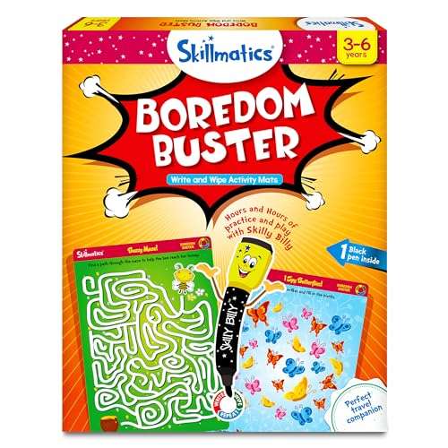 Skillmatics Educational Game - Boredom Buster, Reusable Activity Mats with Dry-Erase Marker, Gifts, Travel Toy for Kids Ages 3, 4, 5, 6 1