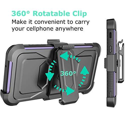 Galaxy J7 2018 Case, Tinysaturn Samsung Galaxy J7 Crown/J7 Refine/J7 Star/J7 V/J7 Aero/J7 Aura Case with Built-in Screen Protector Belt Clip Holster Kickstand Heavy Duty Shockproof Rugged Cover,Lilac 4