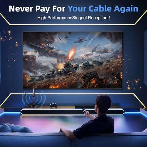 HD Digital TV Antenna Small Indoor Outdoor, Includes Magnetic Base and 360° Reception Support Smart 4K 1080P Fire and All Older TV's HDTV Television for Free Local Channels -10ft Coax Cable 2