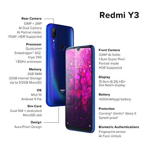 Redmi Y3 (Elegant Blue, 3GB RAM, 32MP Selfie Camera, 32GB Storage, 4000mAH Battery) 2