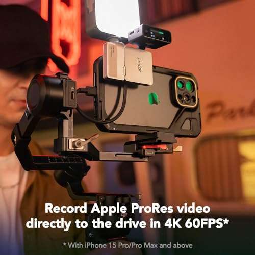 Lexar 2TB Professional Go Portable SSD w/Hub, Supports Apple 4K 60fps ProRes, Up to 1050MB/s, USB 3.2 Gen 2, Rugged, IP65, Ultracompact, Compatible w/iPhone 15/16, External SSD (LSL400S002T-RNSNU) 6