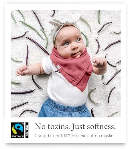 Kishu Baby Indi Organic Baby Bandana Bibs – Fairtrade 4-Way Reversible Drool Bibs for Boys & Girls – Unisex (Set of 5) (Sahara) 3