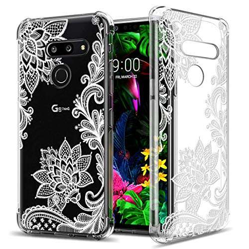 GREATRULY Floral Clear Pretty Phone Case for LG G8 ThinQ (2019 Release) for Women Girls,Flower Design Transparent Slim Soft Drop Proof TPU Bumper Cushion Silicone Cover Shell,FL-S 1