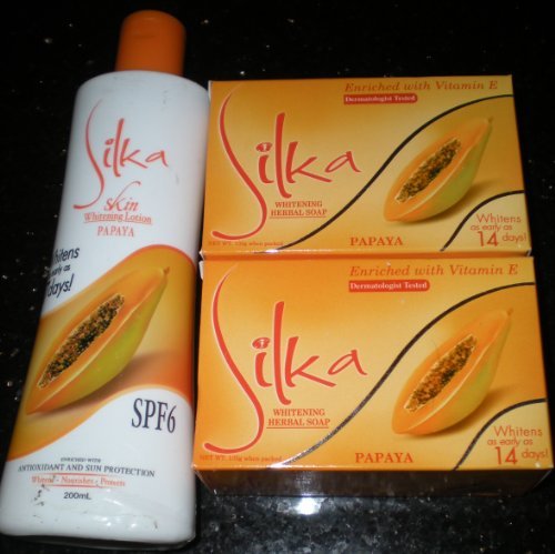 Silka Papaya Soap & Lotion Set Natural Herbal Whitening Anti-Aging