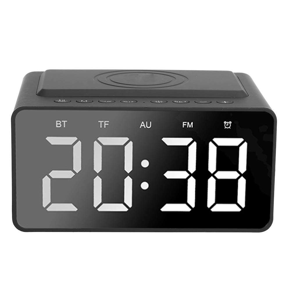 Digital Alarm Clock, Bluetooth Wireless Music Speaker, 2 in 1 HD Bluetooth Speakers and Bluetooth Speaker with Built-in FM Radio for Bedroom Office Bedside Mobile Phone Chargeable(Black) 1