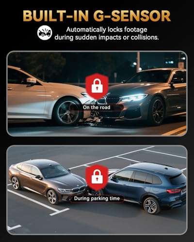 TERUNSOUl 4K+4K Dash Cam Front and Rear, Free 128GB Card Included, 5.8GHz WiFi Dash Camera for Cars, Built-in GPS, G-Sensor, 170°Wide Angle, 3" IPS Screen, 24H Parking Mode, Support 512GB Max 5