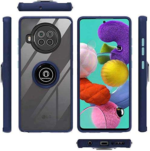 Suordii Case for Xiaomi Mi 10T Lite 5G with Tempered Screen Protector, [360° Rotating Stand] [Military Grade Anti-Fall Protection],Matte Transparent Hard PC Back Cover for Xiaomi 10T lite - Blue 4