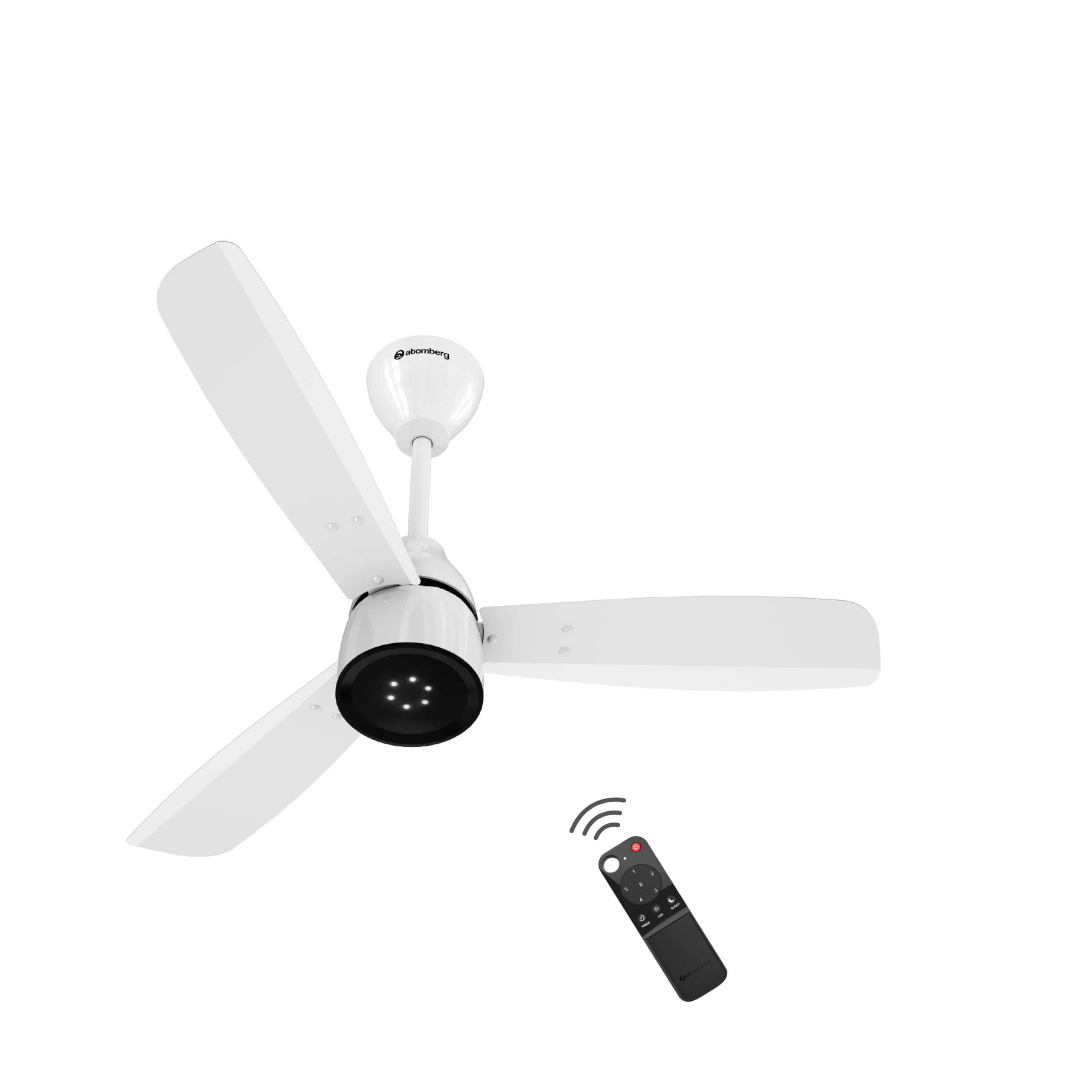 atomberg Renesa Enzel 900mm Newly Launched BLDC Ceiling Fan with Remote | BEE 5 star | High Air Delivery | LED Speed Indicator | Low Noise | Sleek Design | Power Saving | 3 Year Warranty | Gloss White 1